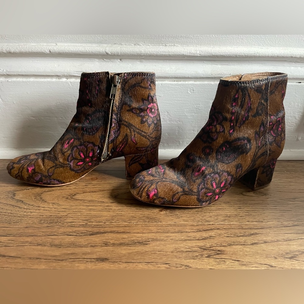 Madewell Brown Floral Margot Ankle Boots